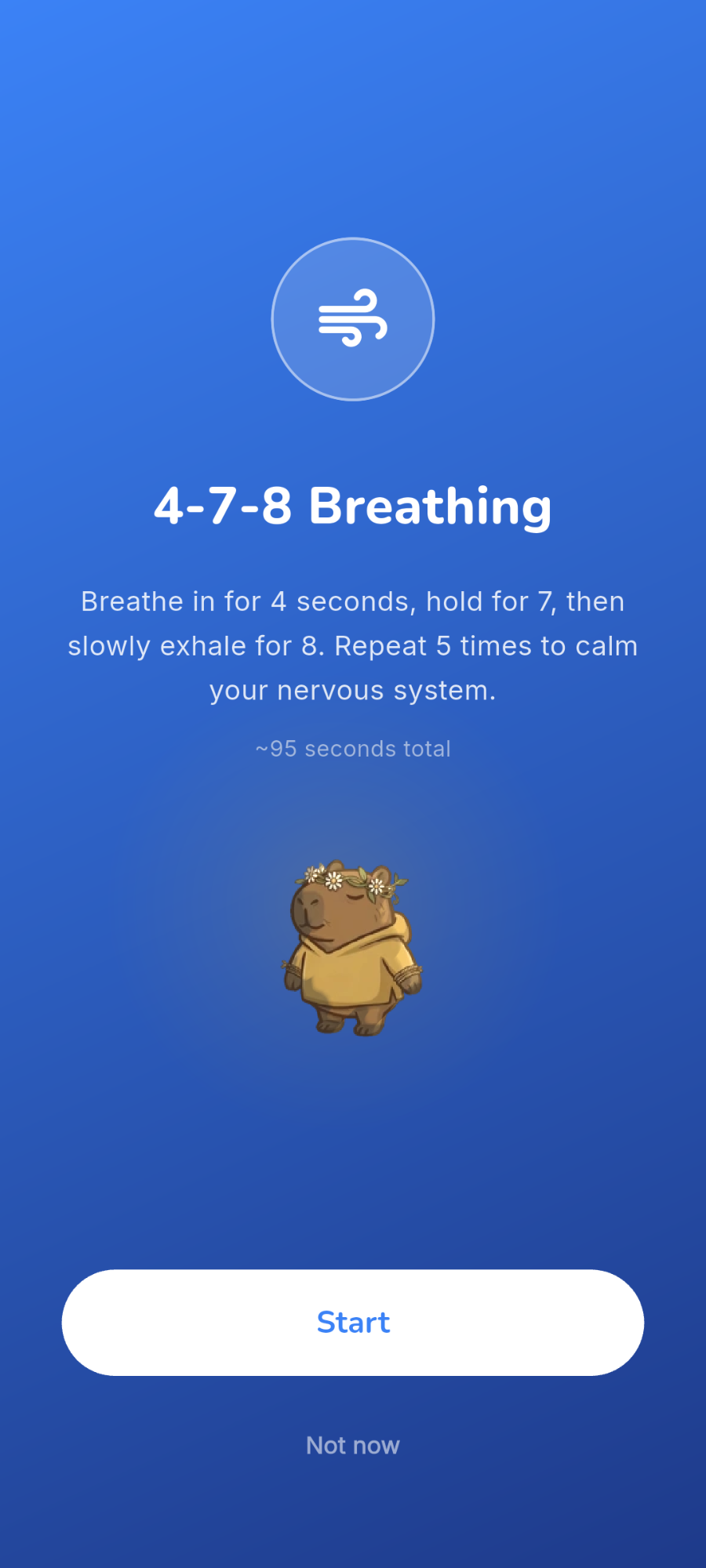 Panic button breathing exercise screen