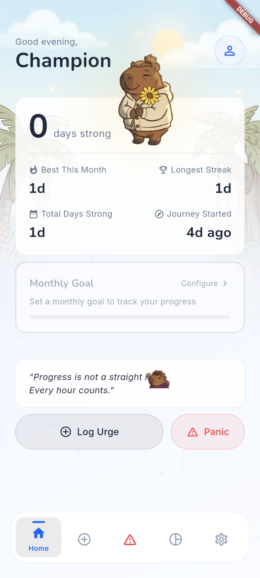 Simple one-tap logging interface